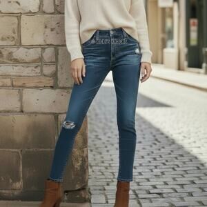 Adriano Goldschmied Farrah High Rise Dark Wash Distressed Skinny Jeans Size 30